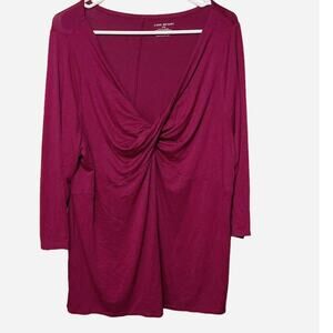 Lane Bryant Women’s Twist Top Maroon Pink Blouse Top Size 18/20 Plus Size